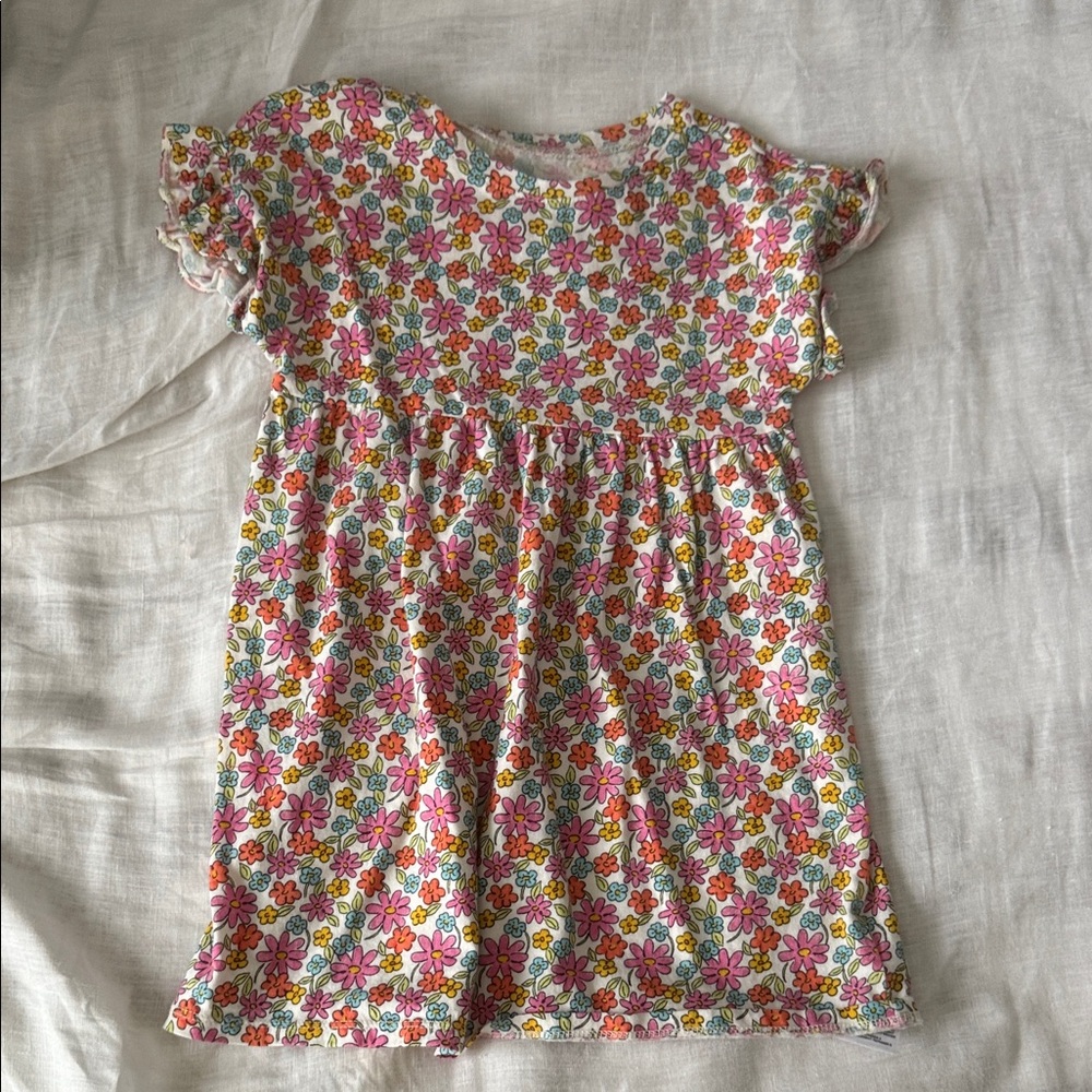Old Navy White Floral Print Short Sleeve Dress